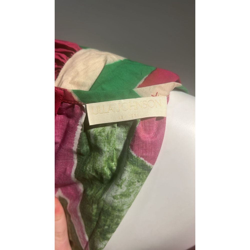 Ulla Johnson Pink and Green Collage Puff Sleeve Dress Size 8 - Picture 14 of 14